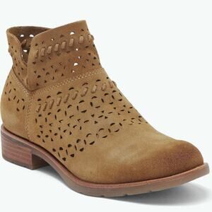 Sofft Brinkley Laser Cut Leather Bootie in Saddle Suede, Size 6